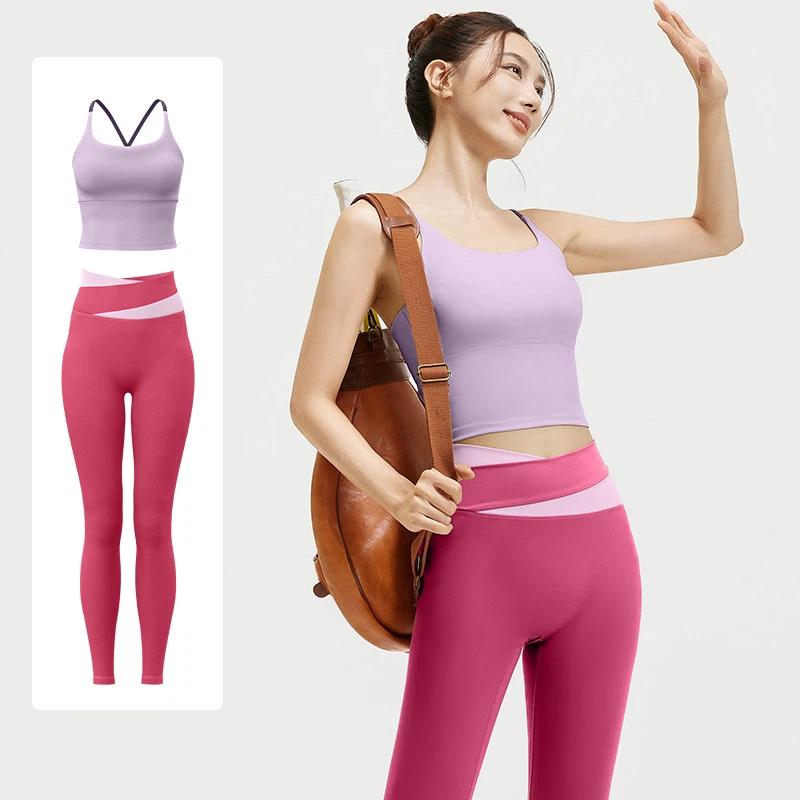 Szybkoschnący Oddychający Bezszwowy Wysokorozciągliwy Biustonosz Sportowy do Jogi Zestaw do Biegania dla Kobiet