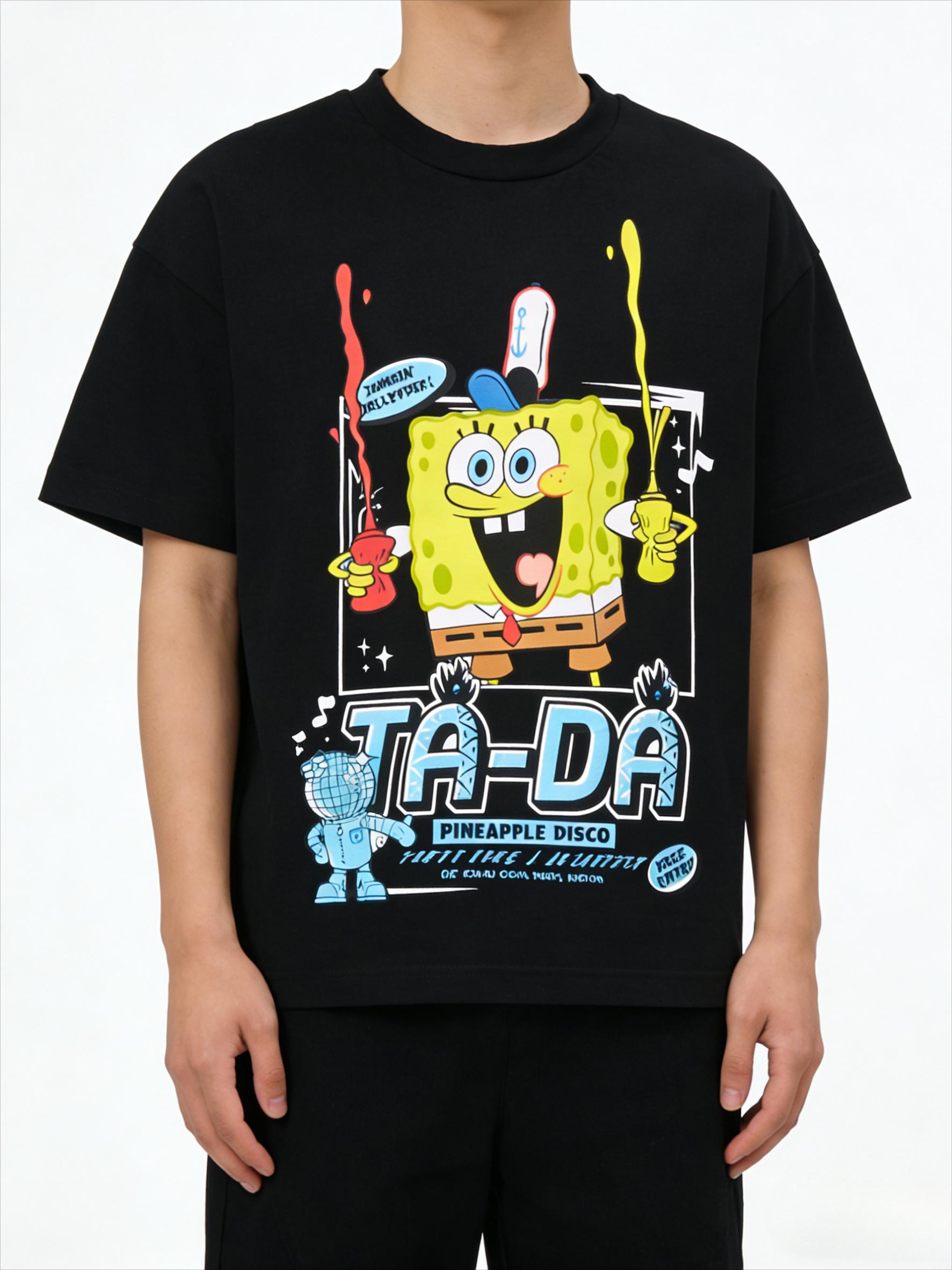 

Fashion New SpongeBob SquarePants Personalized Hip Hop Cooking Pattern Round Neck Tshirt Outdoor Sports 3D Tshirt Large S разноцветный