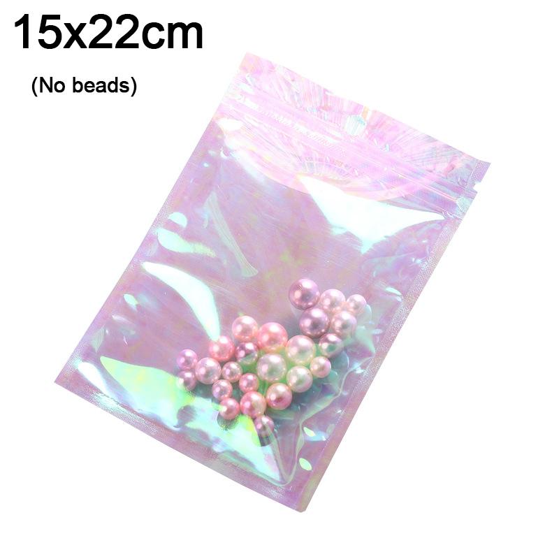 100Pcs Iridescent Zip Lock Bags Pouches Cosmetic Plastic Laser Iridescent Bags Holographic Makeup Bags Hologram Zipper Bags
