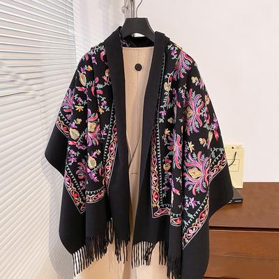 Luxus Magas Minőségű Hímzett Sál Elegáns Női Téli Vastag Meleg Nyakpashmina Hosszú Rojtos Sálak Hölgy Takaró Puha Kendő