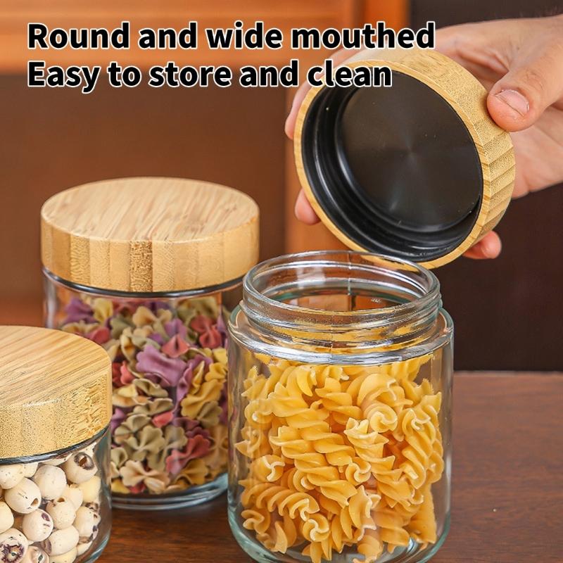 Stackable Glass Canister Set For Dry Foods Spices Grains And Pantry Organization 300ml 480ml
