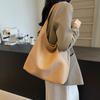 Color Simple Solid Large Capacity Women Casual Woven Tote Bag Commuting For