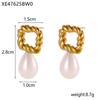 CARLIDANA Fashion Design Stainless Steel Gold Plated Tarnish Free Geometric Pearl Luxury Woman Zircon Drop Earrings Jewelry