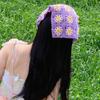 Retro Knitted Headband Floral Women Hair Scarf Elegant Triangle Turban  Beach Headwear