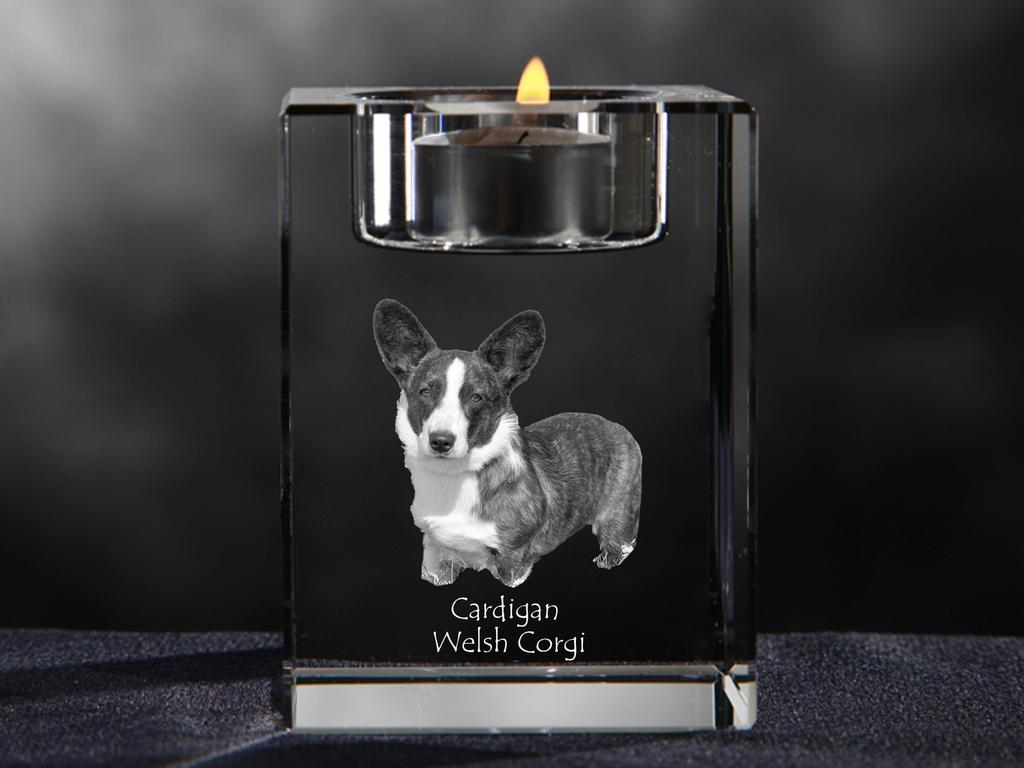 Cardigan Welsh Corgi I – Candle holder with dog photo, crystal tealight holder | Art-Dog