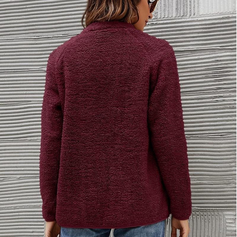 Nuevas chaquetas casuales cálidas de moda para mujer de otoño e invierno, abrigos casuales sueltos de color sólido con bolsillos, blusas de mujer de talla grande