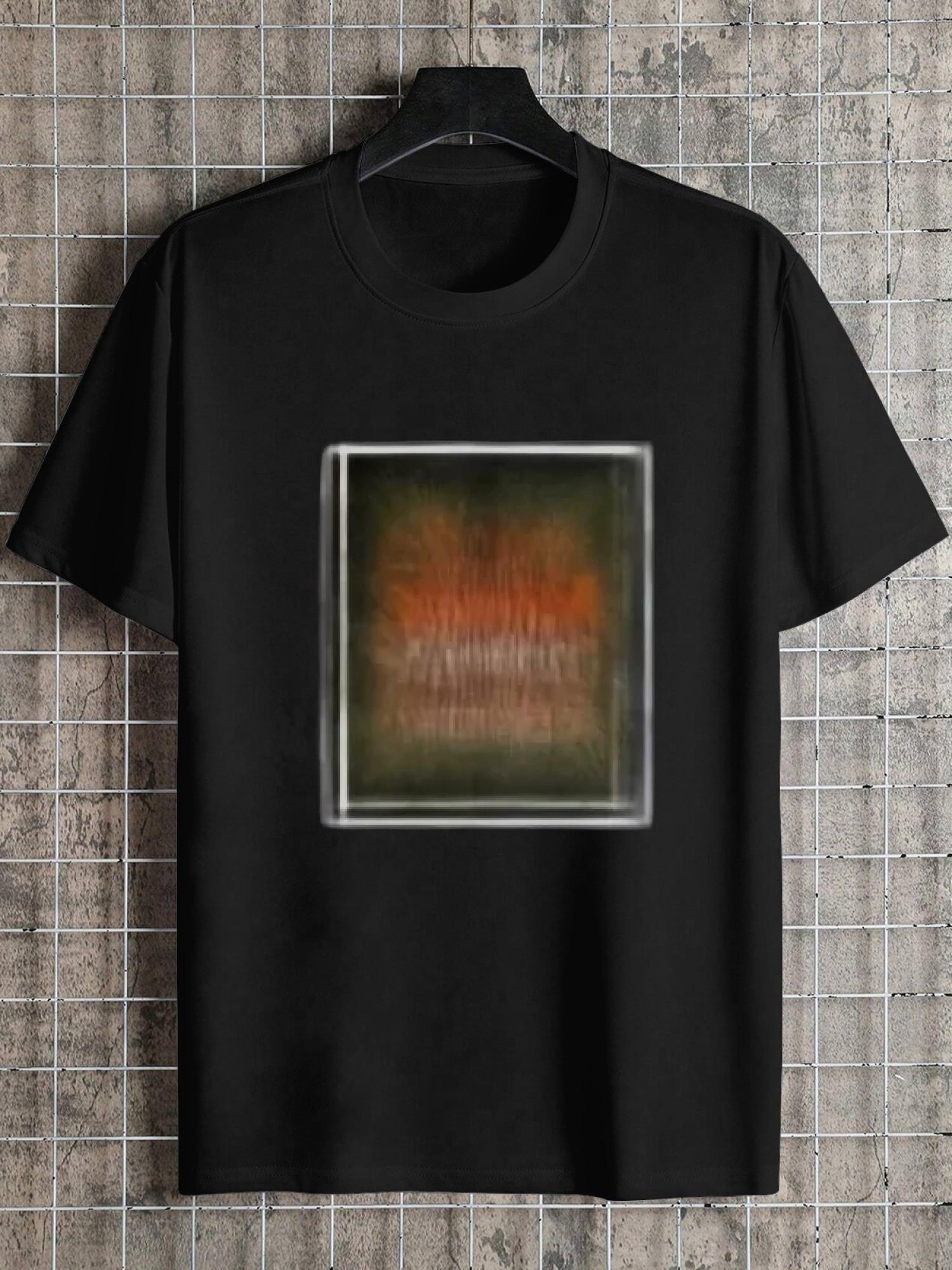 T-shirt - Black Geometric Print Crew Neck XXXL