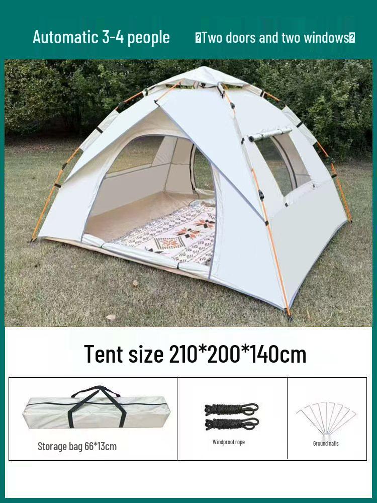 Mongolian Yurt Outdoor Tent: Automatic Setup, Sun/Rain/Insect Protection, Fits 3-4 People