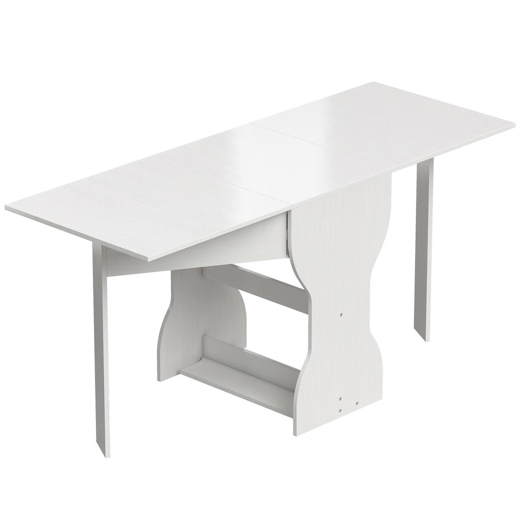 Dining Table Foldable Kitchen Table with Storage for 2-4 People Folding Table for Small Spaces Dining Room 160 x 60 x 75 cm White