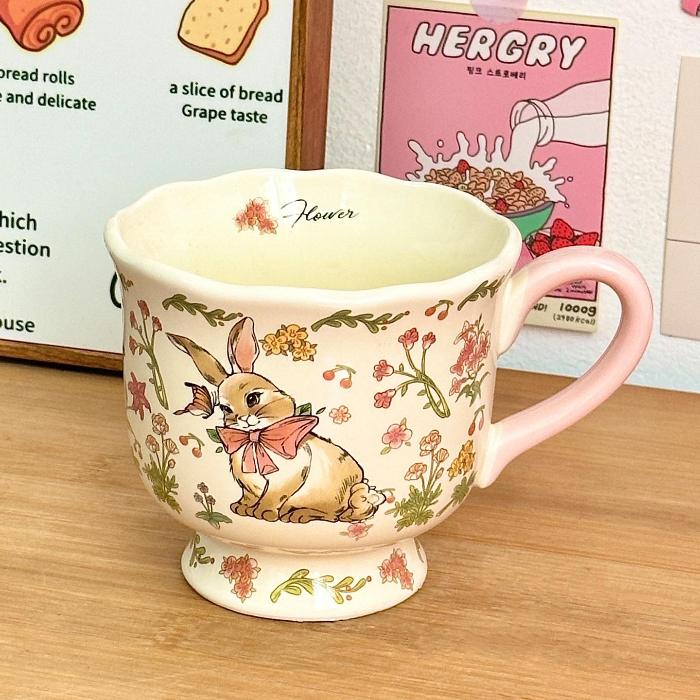 Cute Ceramic Goblet Couple Water Cup Household Souvenir Cup Office Coffee Cup High Value Brewing Cup 301-400ml