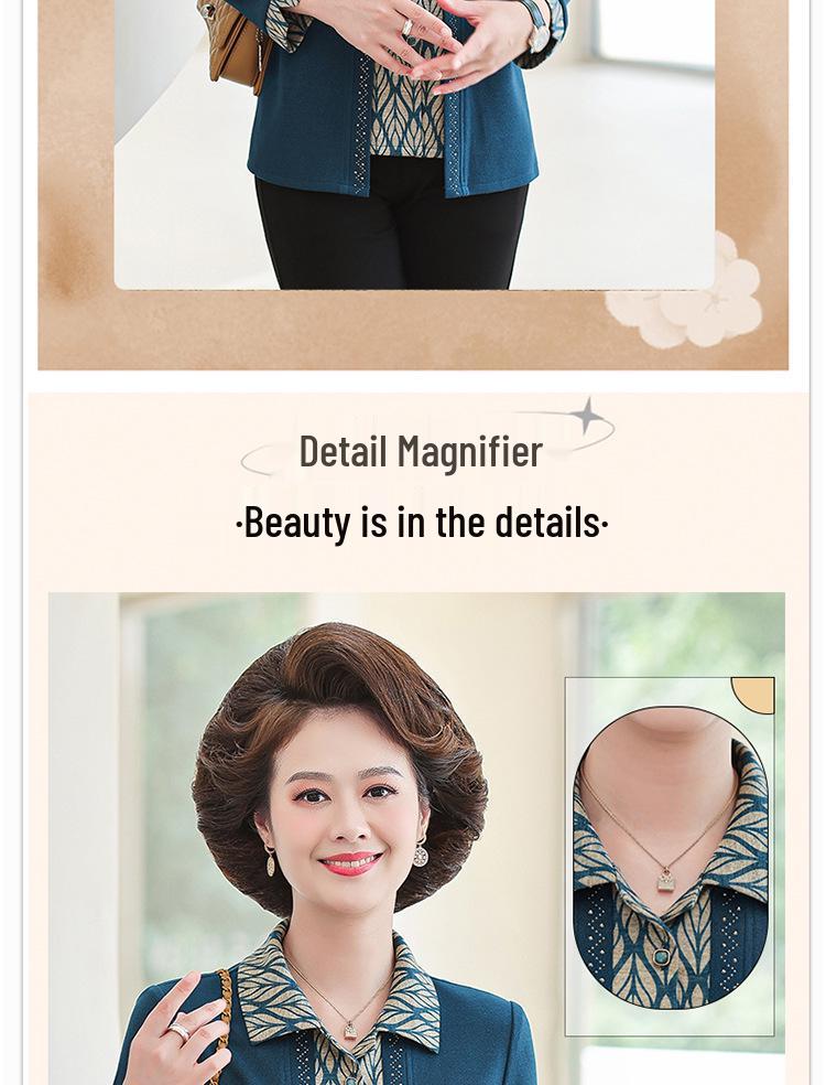 Grandma-Style Spring Two-Piece Cardigan & Top Set for Women