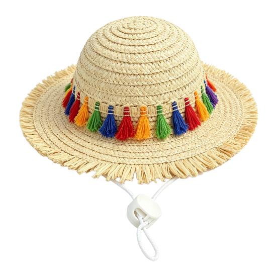 Comfortable Pet Straw Hat Cat Hat, Sun with Lace And Bow, Summer Soft Cute Protection for Cats Small Dogs Outdoor Walks Dog