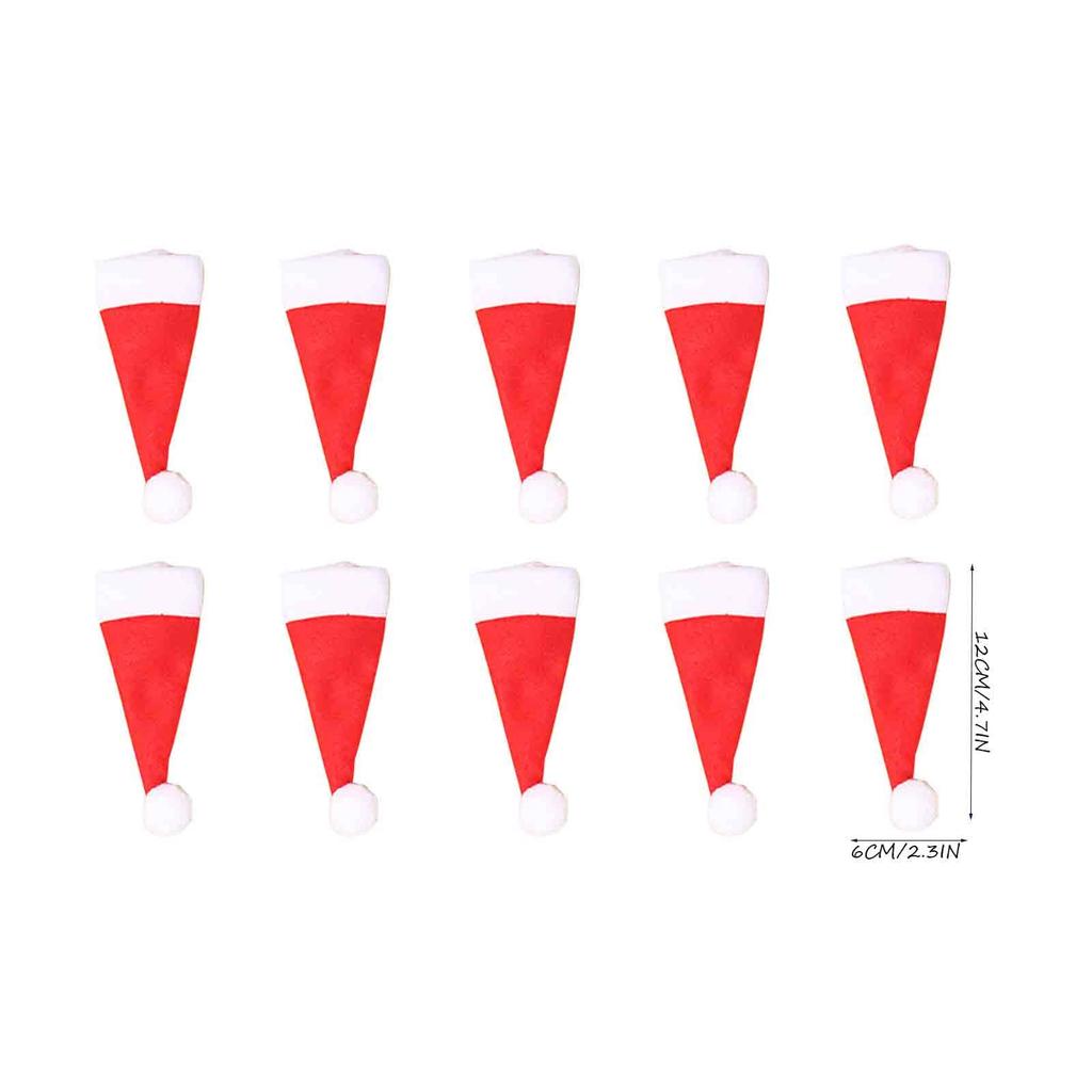 10pcs Christmas Decorative Tableware Fork Set Christmas Hat Storage Tool