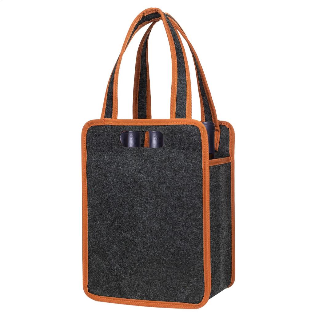 6 Bottles Wine Tote Bag Reusable Travel Felt Insulated Tote Bags Wine Bottle Carrier for Barbecue Camping Travel Picnic
