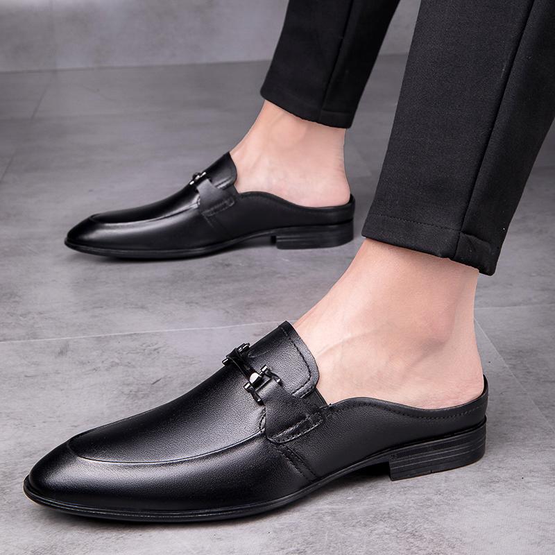 Fashion 2025 Brand Summer Men's Comfortable New Top Leather Business Half Drag Fashionable Men's Outdoor Breathable Soft Soled Loafers