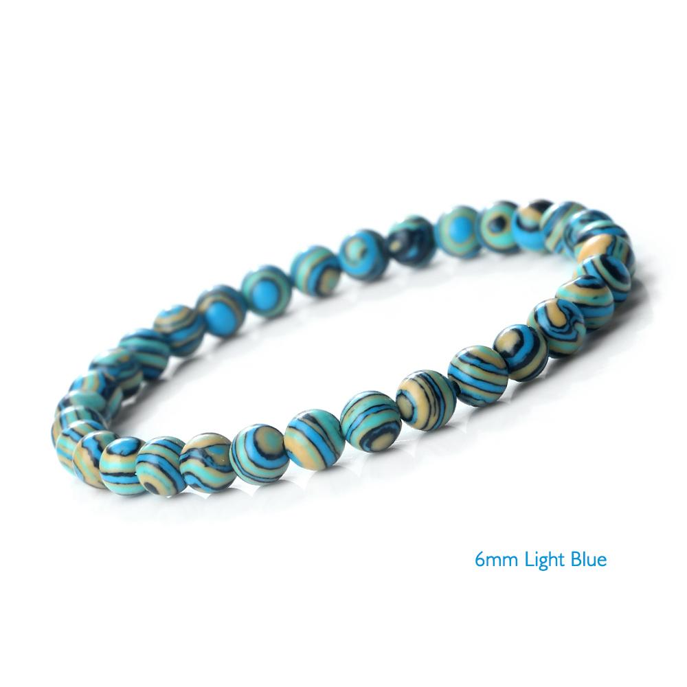 New Blue Malachite Natural Stone Bracelets Women Men Chakra Prayer Mala Buddhist Beads Bracelet Bangle Yoga Strand Charm Jewelry