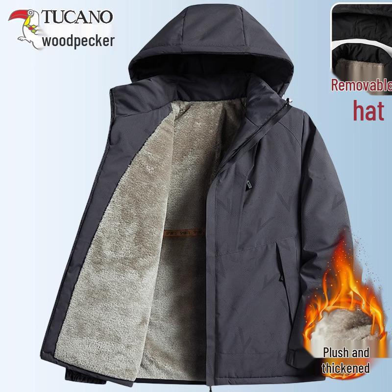 Men's Fleece-Lined Winter Jacket: Thick, Warm, Three-Proof, Cotton-Padded Coat for Middle-Aged & Elderly