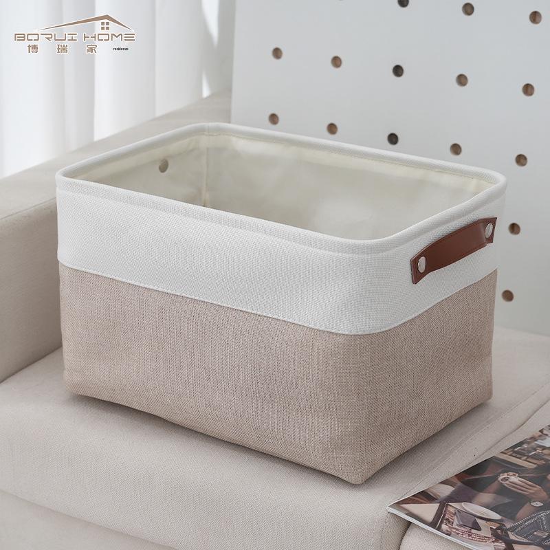 Coș de depozitare modern din in bicolor pentru casă și jucării