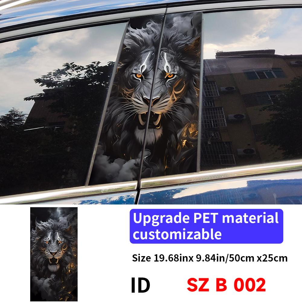 Lion Car Stickers Car B-pillar Decal Waterproof Stickers Auto Center Pillar Sticker Cover Scratches Vehicle Decor Accessories