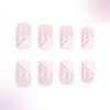 24 Pcs Simple Lines Stick On Nail Pink White Press On Nail Glossy Full Cover False Nail Artificial Nail for Woman
