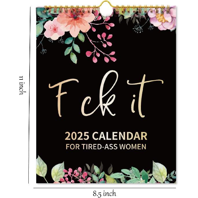 2025 Fu-ck It Wall Calendar for Tired-Ass Women, 2025 Fu-ck It Calendar for Tired Women, Home Office Hanging Calendar, Funny Swear Word Monthly