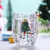 Decorative Christmas Double Wall Glass for Coffee and Milk 300ml Capacity Drinking Cup Heat Resistant Holiday Drinkware