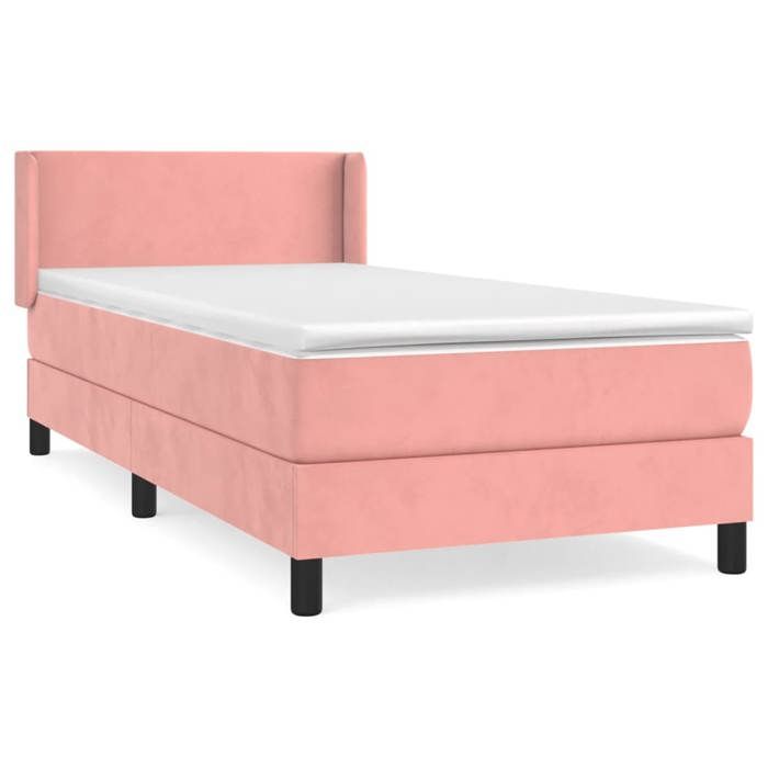 3130822 vidaXL Lit à sommier tapissier avec matelas Rose 90x200 cm Velours