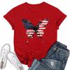 Adults Casual Daily Round Neck Independence Day Printed Short Sleeved T-shirt Letter Top