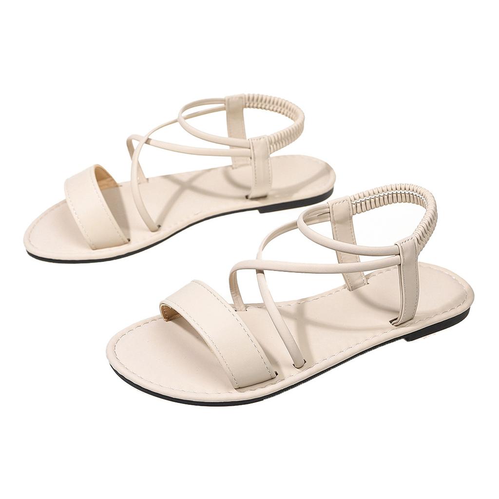 Sandálias Planas de Verão Plus Size Femininas, Sandálias Casuais com Tira Cruzada de Uma Tira para Mulheres