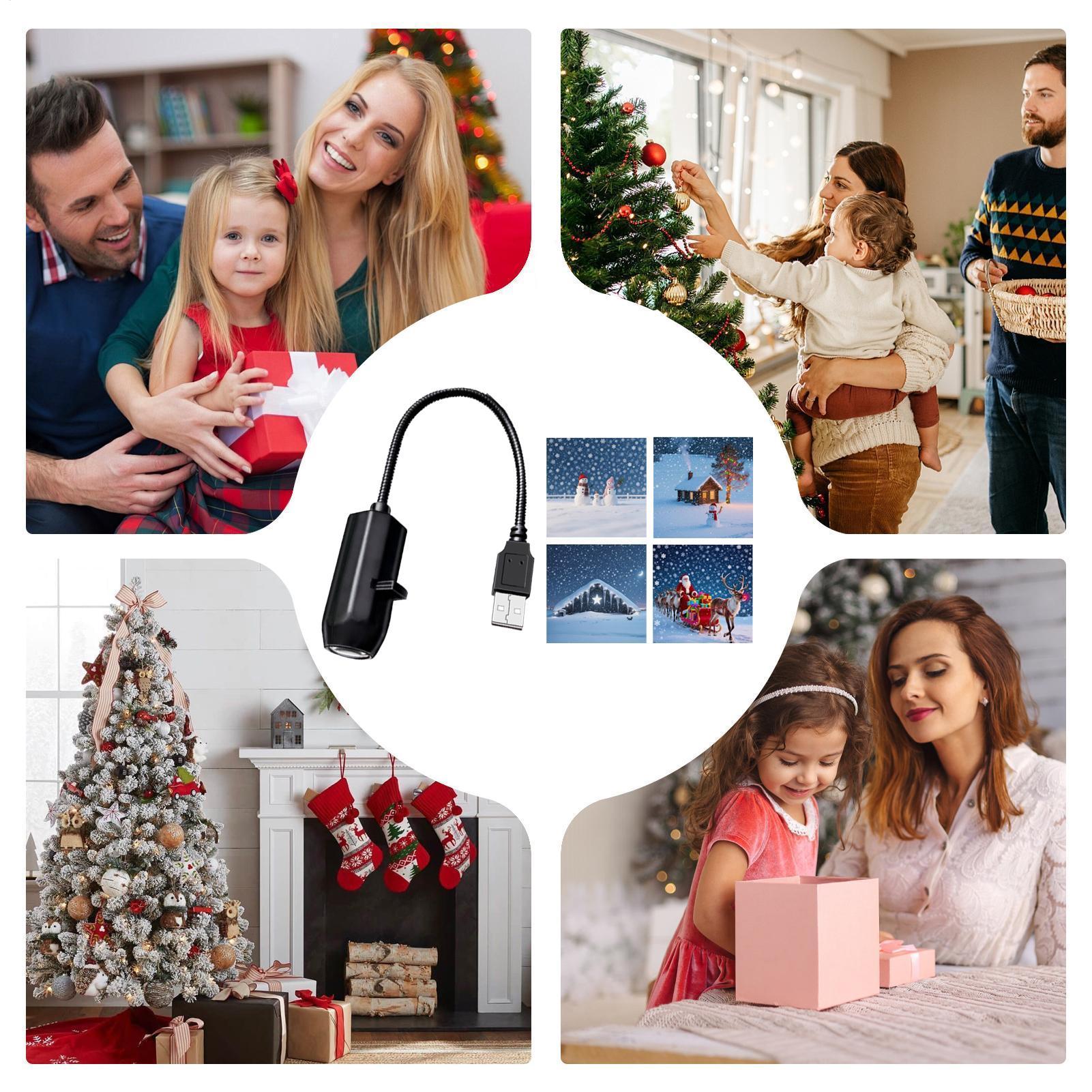 Рождественский проектор с питанием от USB Рождественский проектор светодиодные огни 360 вращающаяся ночная лампа с 4 узорами для вечеринки домашний декор China Mainland