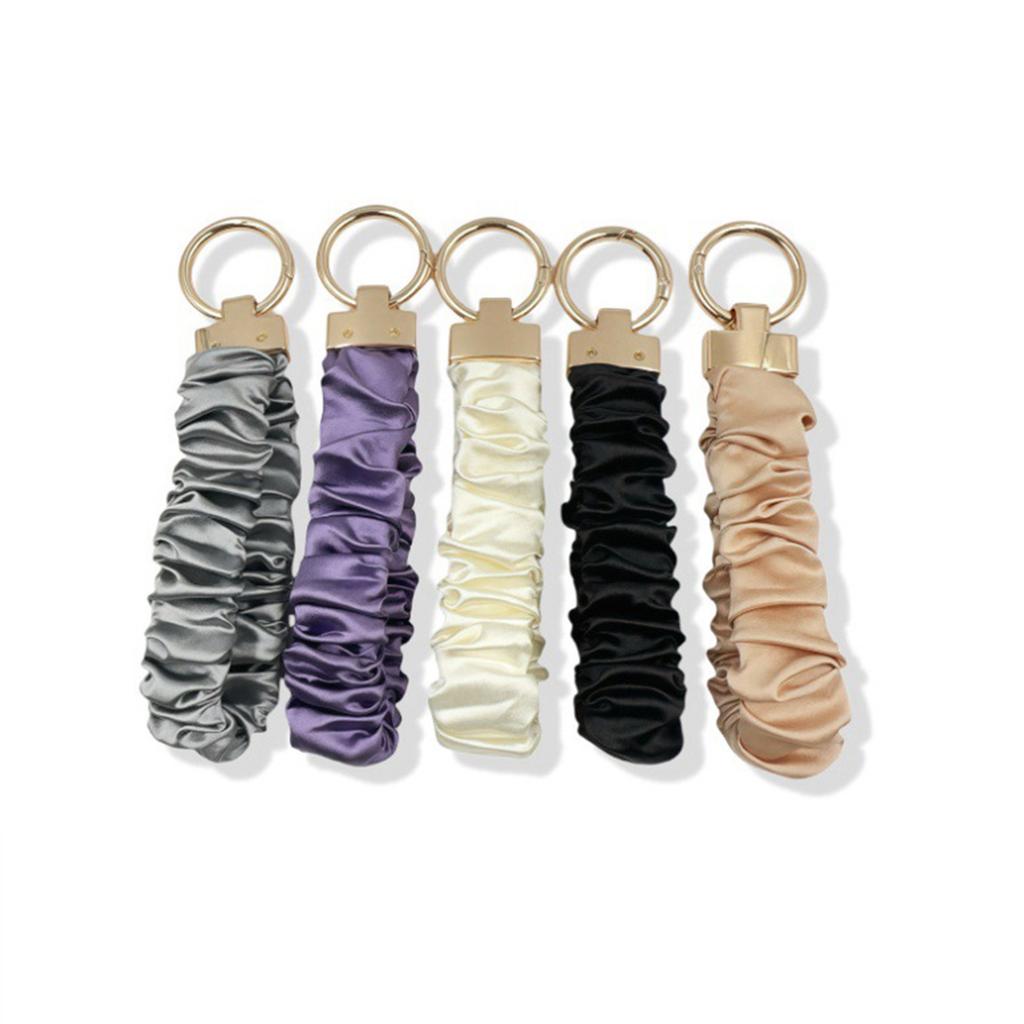 Multi Functional Zinc Alloy Keychain Hair Tie Phone Strap With Stylish Fabric Scrunchie Key Holder For Everyday Carry