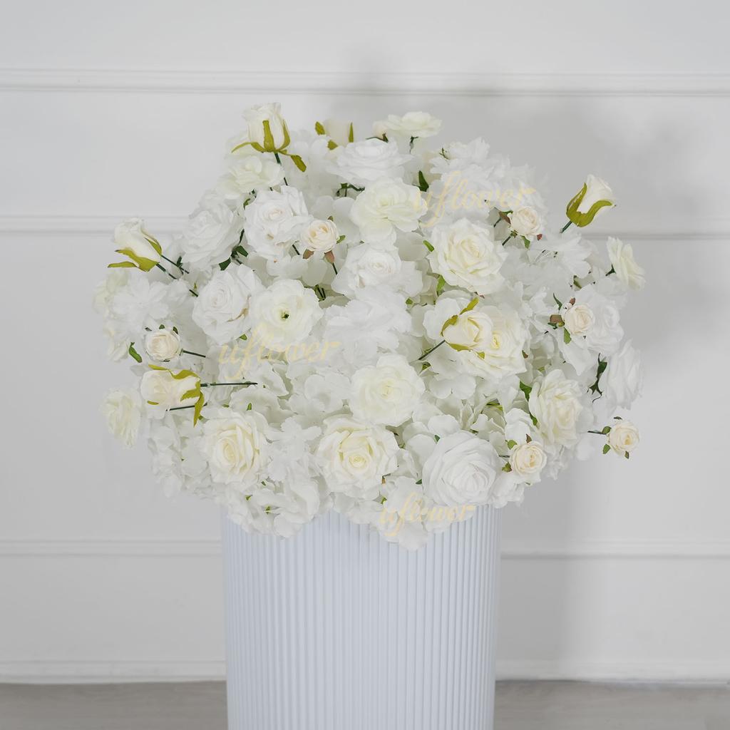 Uflower Rose Green Leaves Flower Ball Centerpieces Wedding Table Decor Luxurious Floral Arrangements for Stage Road Lead