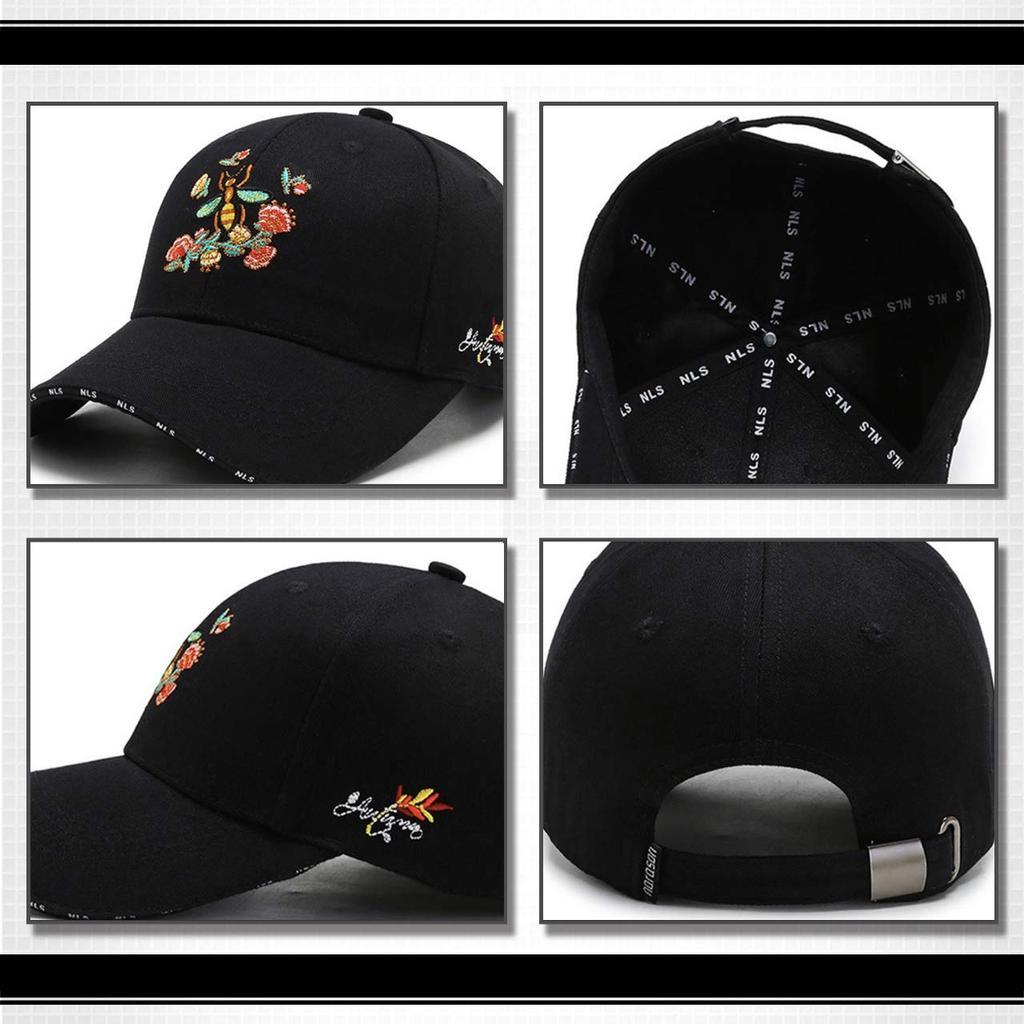 WHITE FANG (White Fang) Women's Honeybee Cap, Funny, Unique, Cute, Casual, Black and White, CA458 (01: Black)