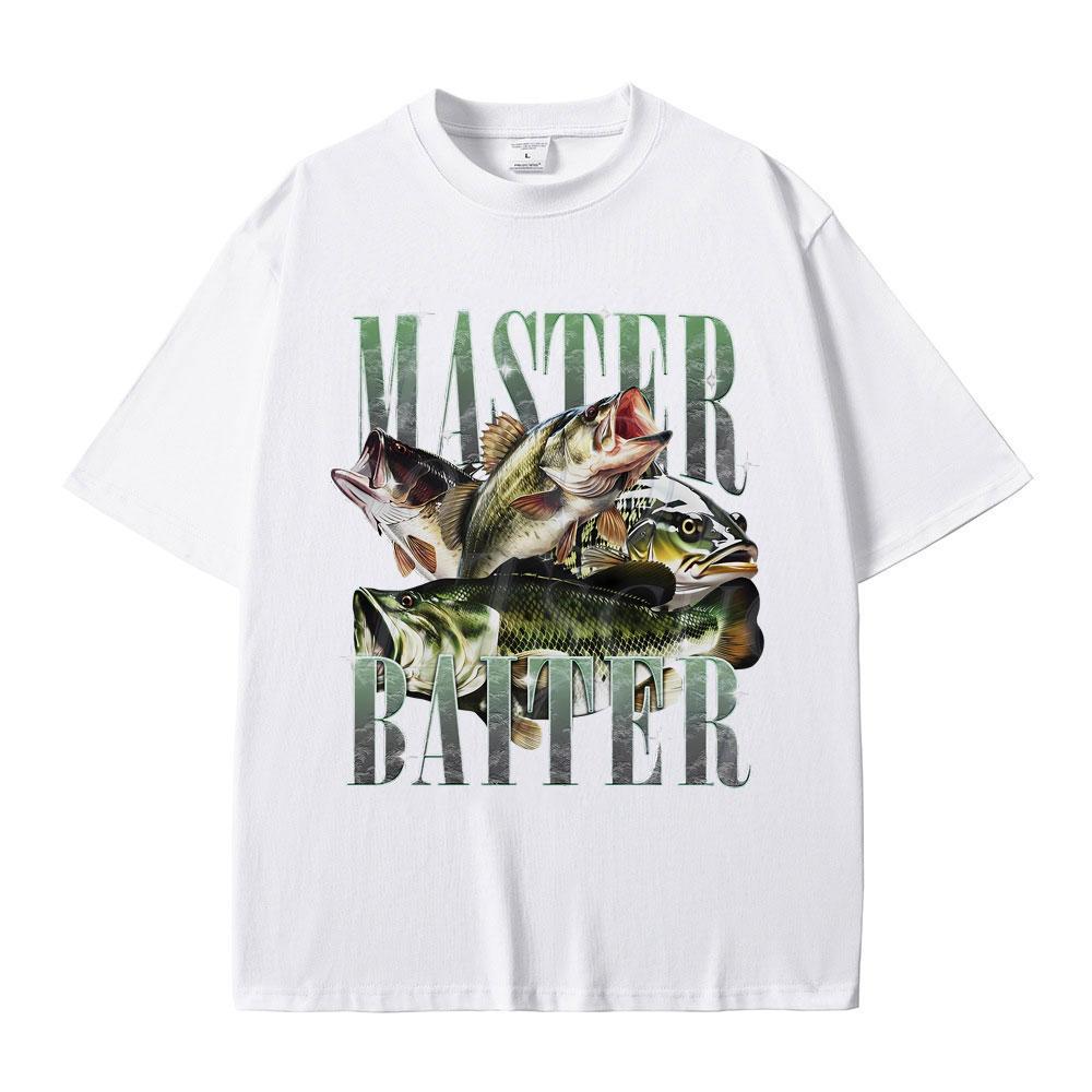 

Master Baiter Bass Fishing Fisher Funny Graphic T-shirts Casual Tshirt Short Sleeve Vintage Summer Pop T Shirts S