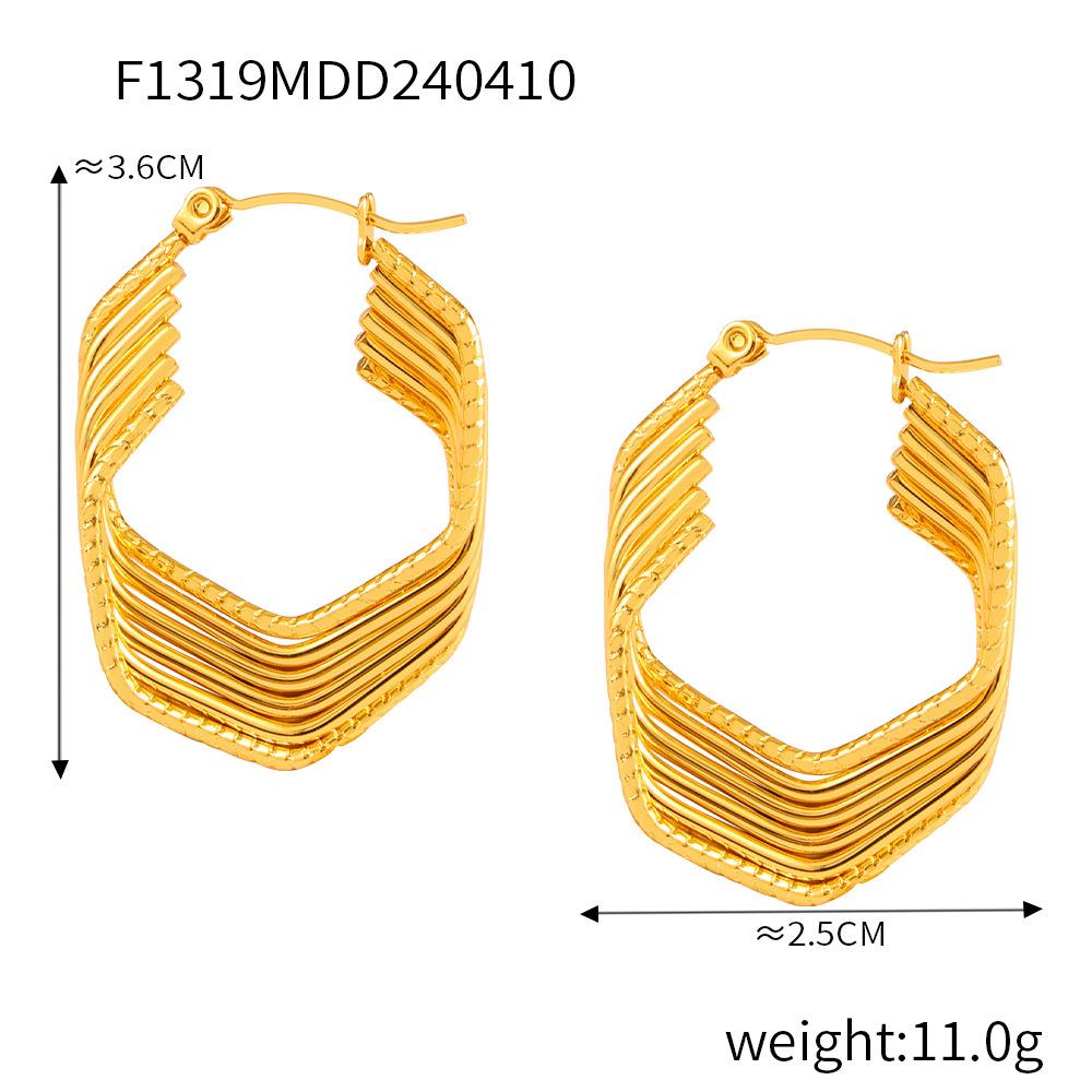 Irregular Multi-Layer Linear Earrings: Trendy Gold-Plated Titanium Steel Jewelry