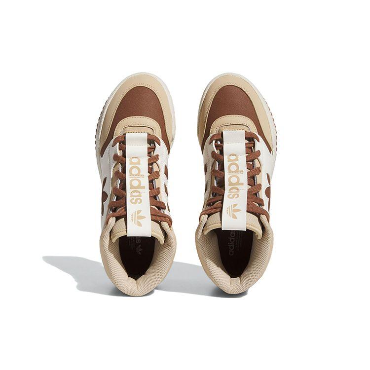Adidas Originals Drop Step XL Comfortable Versatile Non-Slip Wear-Resistant High-Top Skate Shoes Women Sneakers Brown White IF2686
