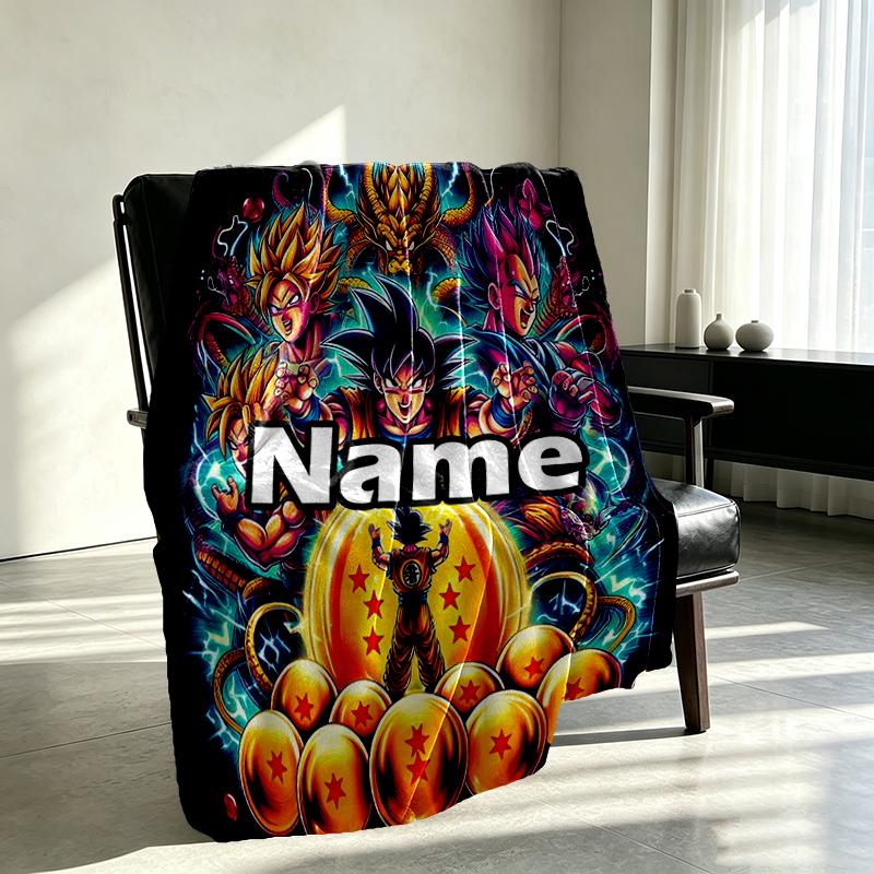 Manta Personalizada con Nombre y Estampado de Anime, Decoración del Hogar, Dormitorio, Sofá, Acampada, Sillón, Regalos para Cumpleaños Navidad