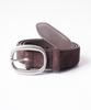 Beoteunseoul Oval Buckle Suede Belt (Cowhide/Dark Brown)