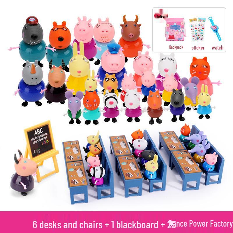Peppa Pig Playhouse Toy Set: Family of Four, Doll with Tricycle & Children s Bag