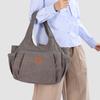 Vintage Women's Bag Large Capacity Canvas Tote Bag Solid Color Portable Shoulder Bag