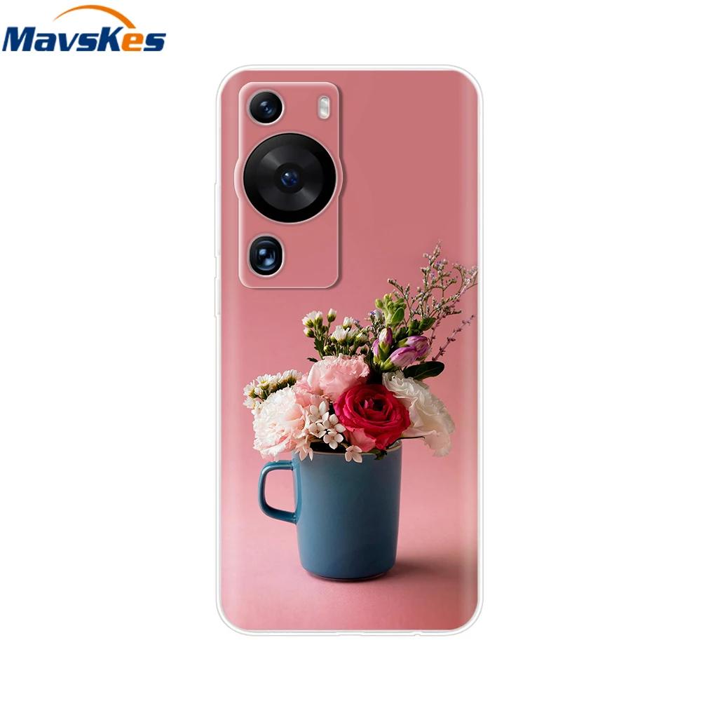 For Huawei P60 Pro Case Cute Heart Cartoon Painted Silicone Clear TPU Back Cover For Huawei P 60 P60 2023 P60Pro Phone Cases
