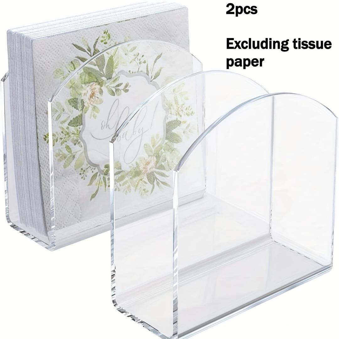 2pcs Acrylic Tissue Storage Rack, Transparent Tissue Box, Vertical Tissue Box, U-Shaped Tissue Rack, Tissue Storage. Napkin Clip