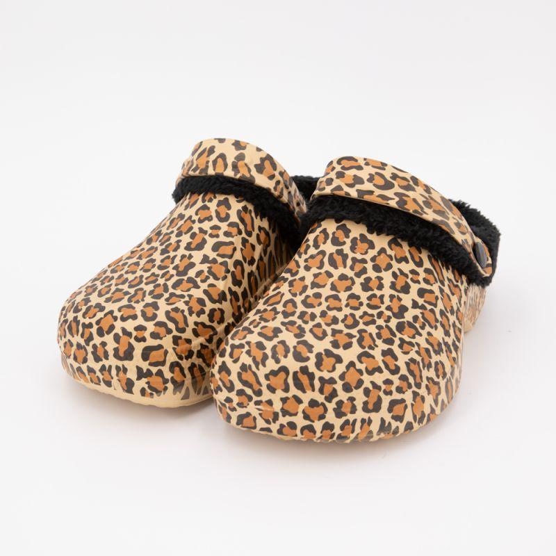Sabots fourrés à motif léopard Femme KELARA