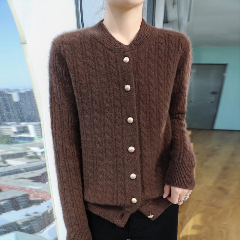 Women's Cashmere Cardigan Qinghe Cashmere 30% Cashmere 70% Wool Autumn and Winter Cashmere Cardigan Soft and Warm