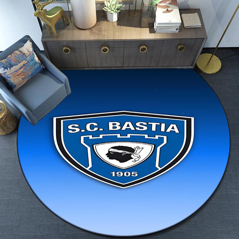 Sc Bastia Football Crest Round Rug for Livingroom,Bedroom, Palyroom, Chair Rug, Area rug, Circle Carpet, Fan Christmas gift
