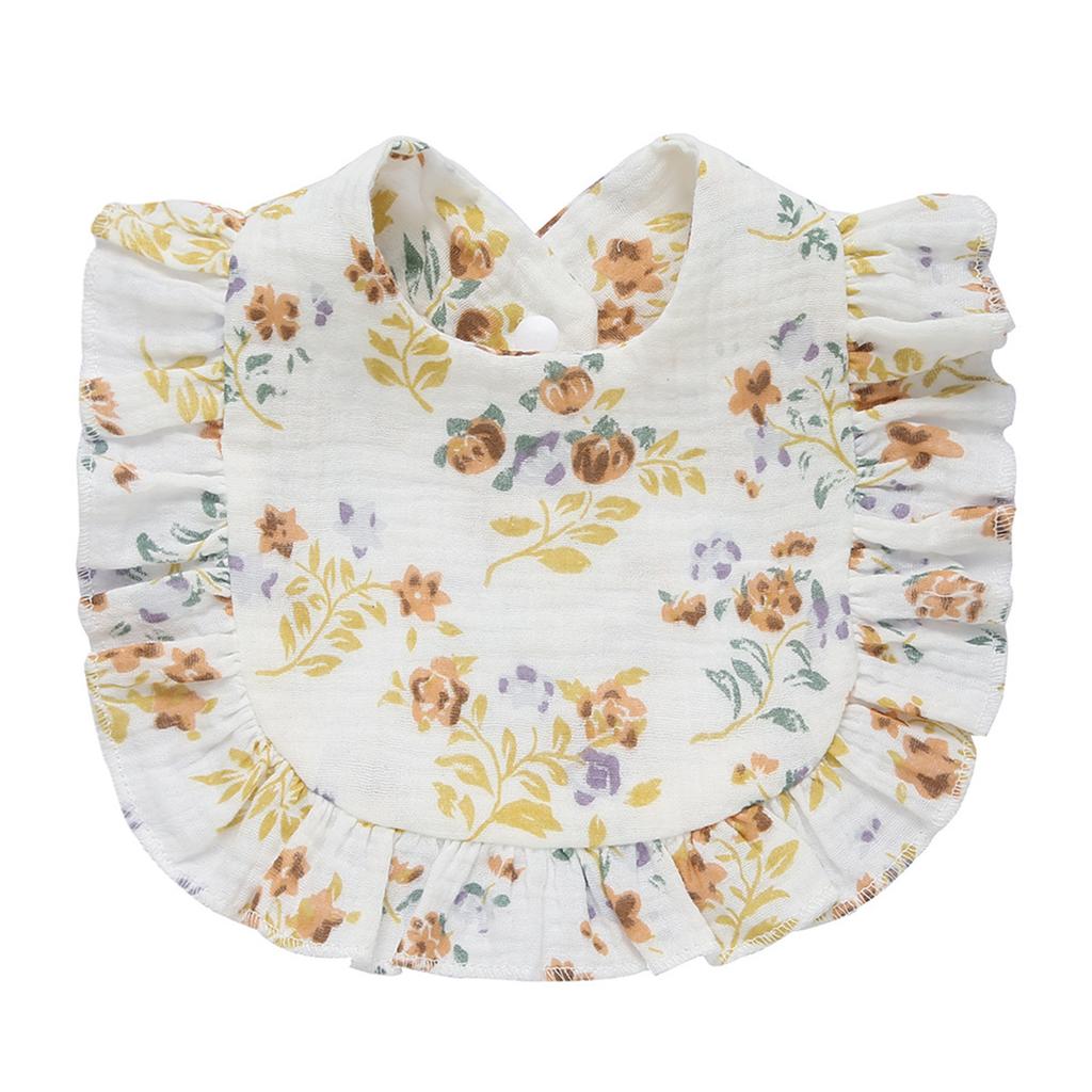 Floral Feeding Bib Burp Cloth Bib for Baby Boy Girl Gender Neutral Cotton Handkerchief Teether Drooling Bib for Newborn