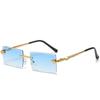 Trendy Rimless Snake-Shaped Metal Sunglasses Square Frame Frameless Street Shades Gradient Lens Sun Glasses For Women & Men
