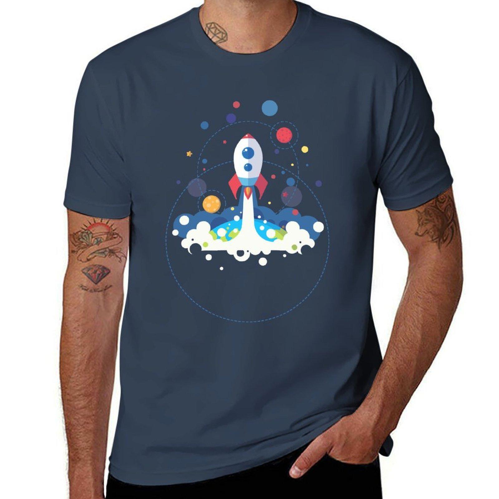 Space Adventure Flat Edition TShirt Plus Size Simple Casual Top S