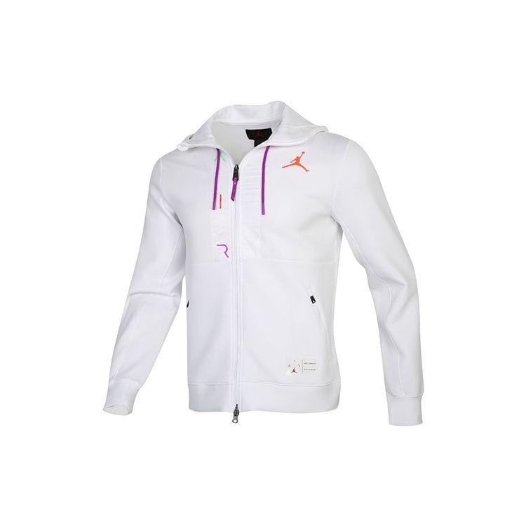 Jordan Fleece Full-Length Zipper Hooded Jacket Men jackets White CK6448-100 L