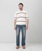 MANNERGRAM Textured Striped 100% Cotton Polo Short Sleeve Knit Cream